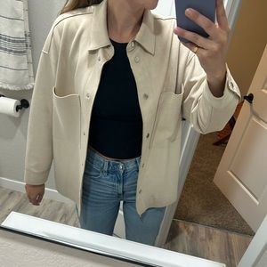 Zara Beige Oversized Suede Shirt Jacket